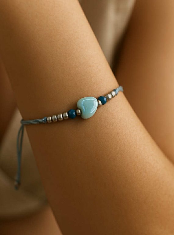 ✨ UShine.gr: Βραχιόλι με καρδιά σε αποχρώσεις του γαλάζιου No 1215