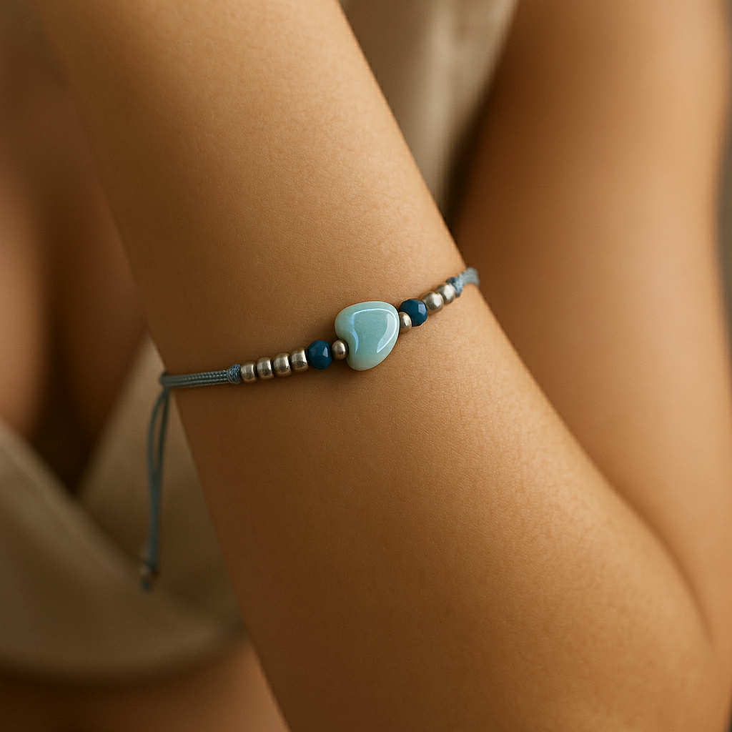 ✨ UShine.gr: Βραχιόλι με καρδιά σε αποχρώσεις του γαλάζιου No 1215