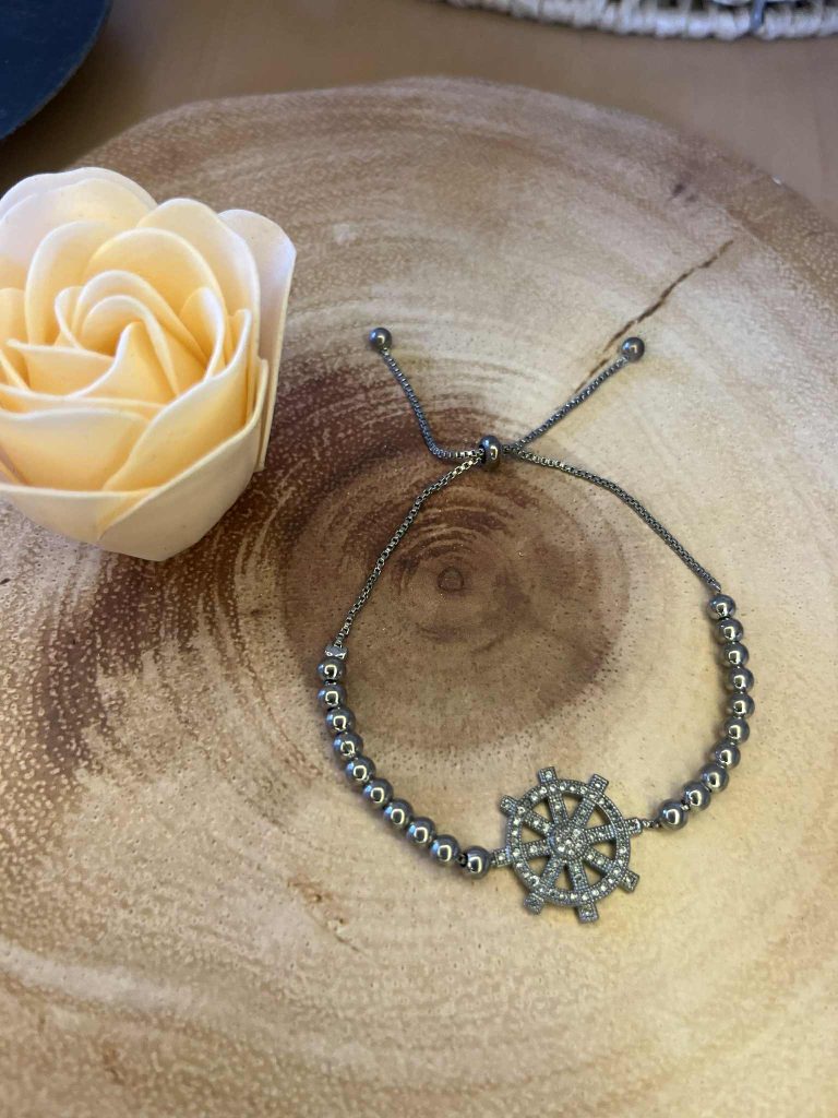 ✨ UShine.gr: Ατσάλινο βραχιόλι με τιμόνι διακοσμημένο με λαμπερές πέτρες No 1213