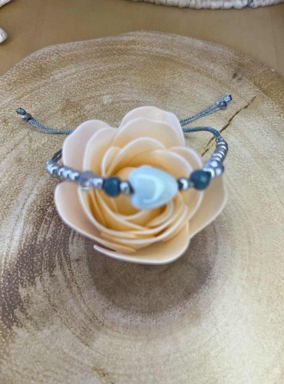 ✨ UShine.gr: Βραχιόλι με καρδιά σε αποχρώσεις του γαλάζιου No 1215