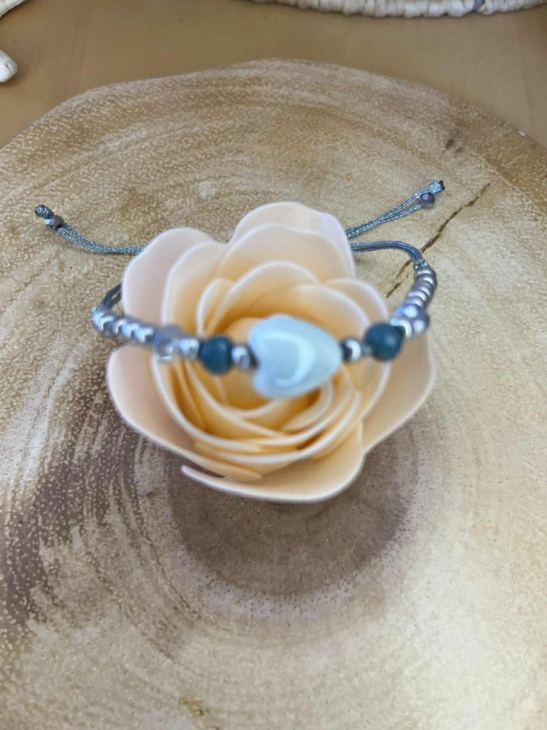 ✨ UShine.gr: Βραχιόλι με καρδιά σε αποχρώσεις του γαλάζιου No 1215