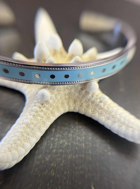 ✨ UShine.gr: Ατσάλινο βραχιόλι με τιρκουάζ λεπτομέρεια No 1218