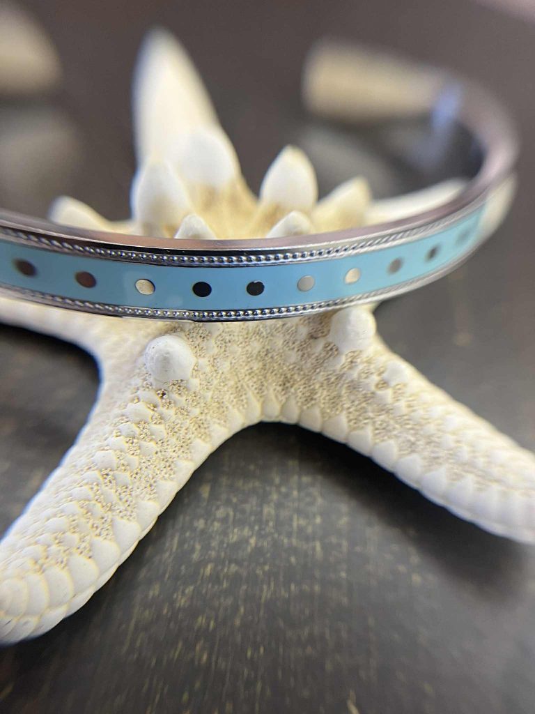 ✨ UShine.gr: Ατσάλινο βραχιόλι με τιρκουάζ λεπτομέρεια No 1218