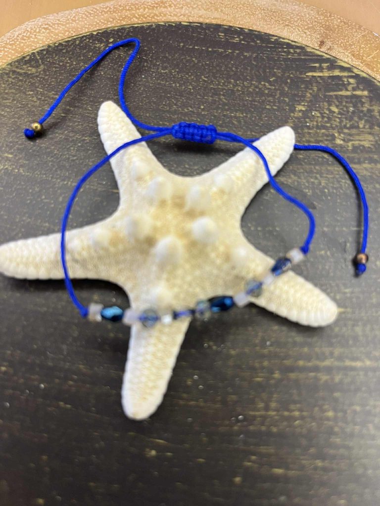 ✨ UShine.gr: Βραχιόλι με μπλε κορδόνι & κρυστάλλινες χάντρες No 1214