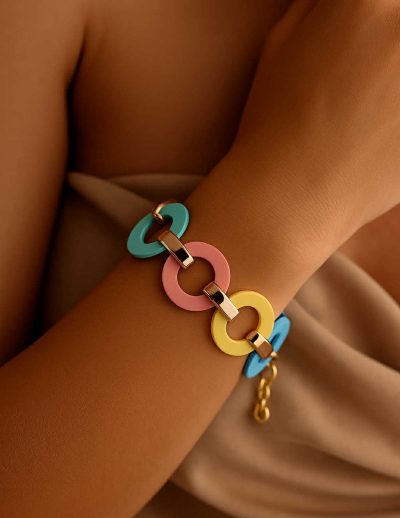 ✨ UShine.gr: Πολύχρωμο βραχιόλι με παστέλ κρίκους No 1220