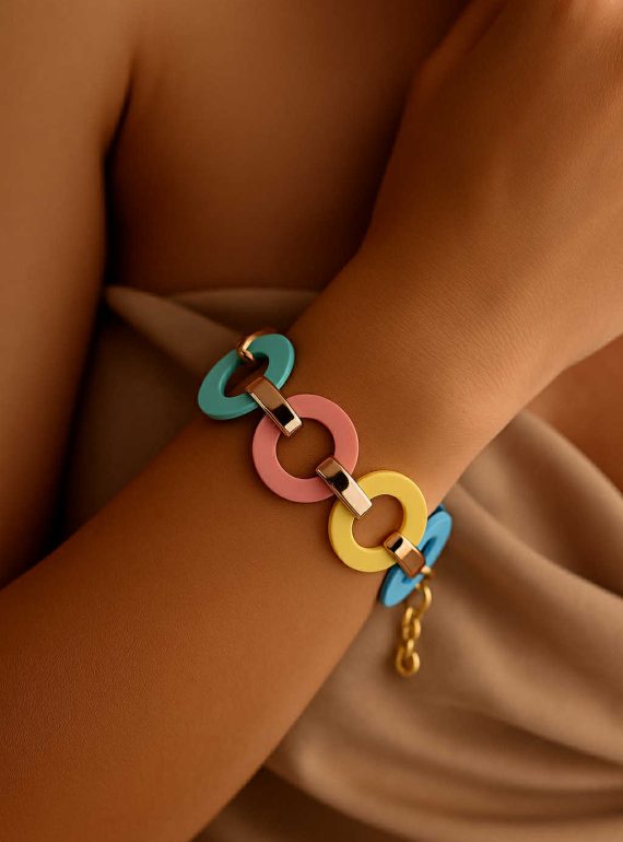 ✨ UShine.gr: Πολύχρωμο βραχιόλι με παστέλ κρίκους No 1220