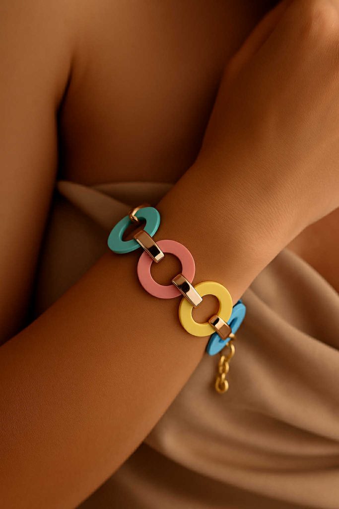 ✨ UShine.gr: Πολύχρωμο βραχιόλι με παστέλ κρίκους No 1220