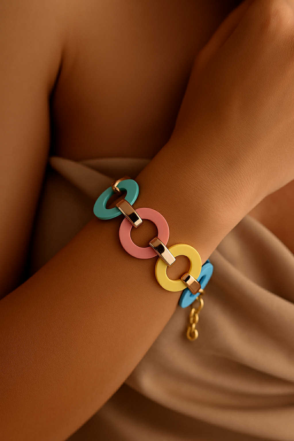 ✨ UShine.gr: Πολύχρωμο βραχιόλι με παστέλ κρίκους No 1220