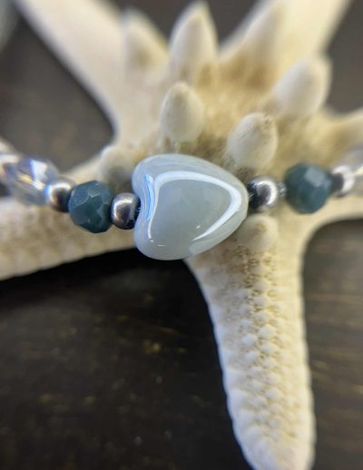 ✨ UShine.gr: Βραχιόλι με καρδιά σε αποχρώσεις του γαλάζιου No 1215