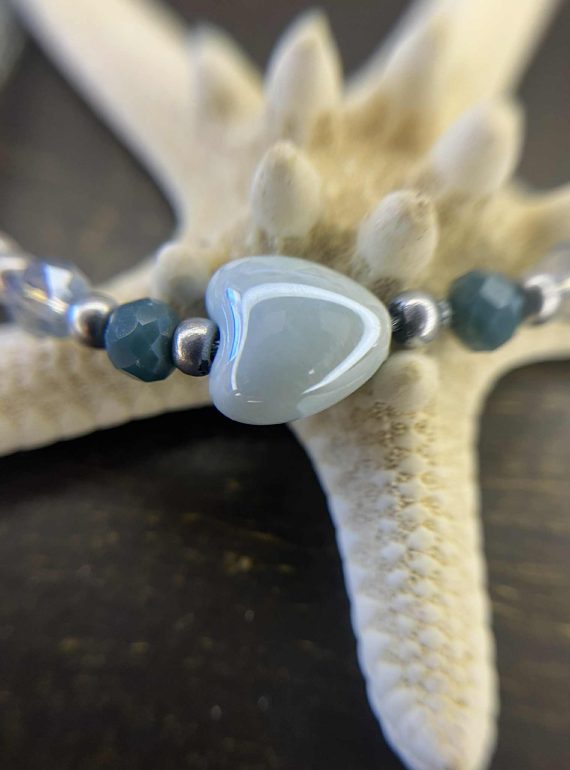 ✨ UShine.gr: Βραχιόλι με καρδιά σε αποχρώσεις του γαλάζιου No 1215