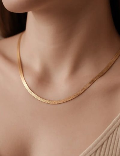 ✨ UShine.gr: Ατσάλινο Χρυσό Κολιέ Φίδι No 89