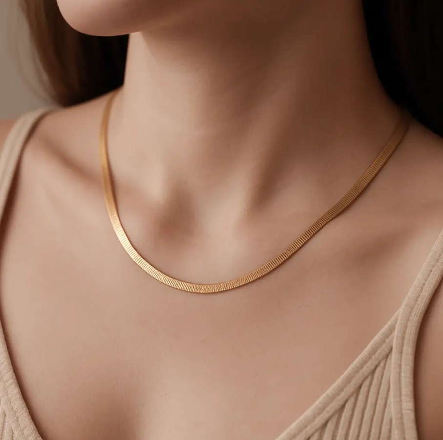 ✨ UShine.gr: Ατσάλινο Χρυσό Κολιέ Φίδι No 89