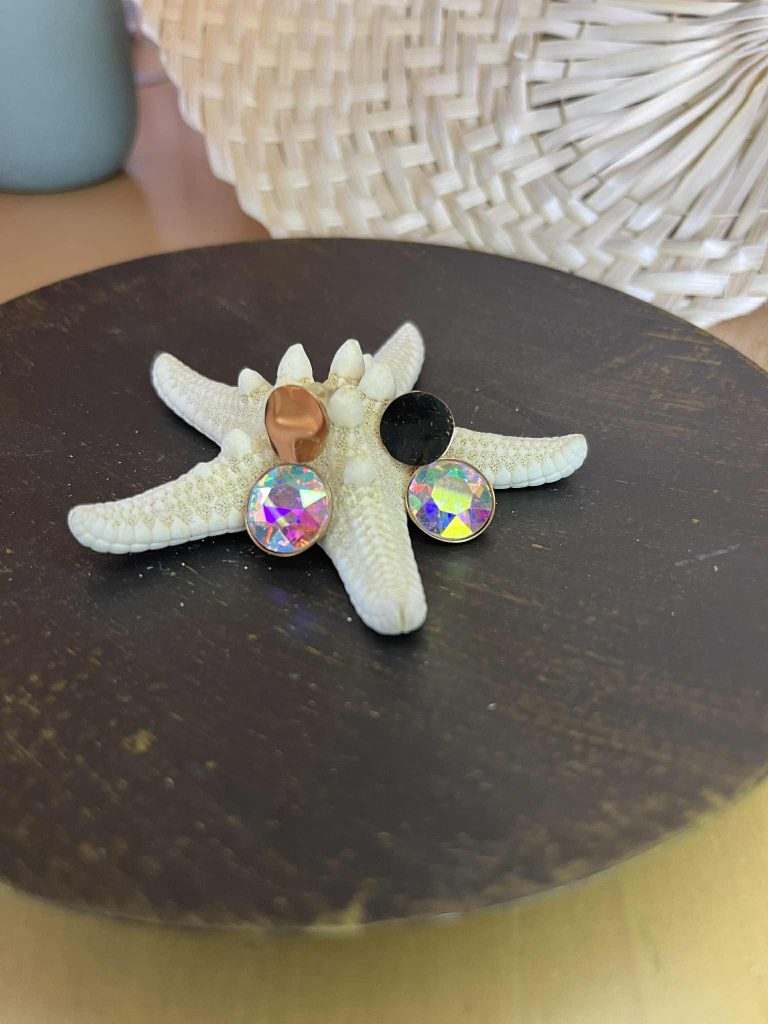 ✨ UShine.gr: Ατσάλινα σκουλαρίκια με ιριδίζον κρύσταλλο No 1207