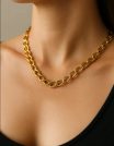 ✨ UShine.gr: Ατσάλινο Χρυσό Chunky Κολιέ Αλυσίδα Νο 90