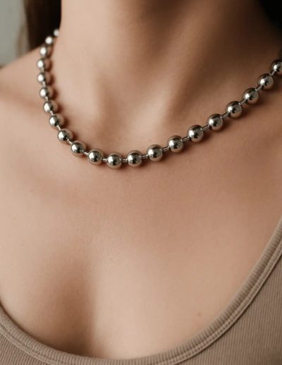 ✨ UShine.gr: Ατσάλινο Κολιέ με Γυαλιστερές Μπίλιες No 91