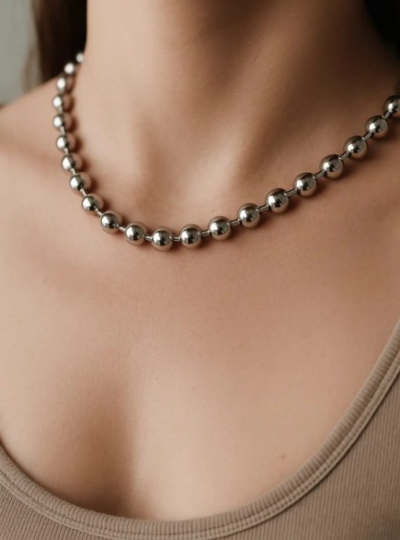 ✨ UShine.gr: Ατσάλινο Κολιέ με Γυαλιστερές Μπίλιες No 91