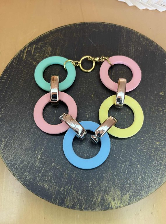 ✨ UShine.gr: Πολύχρωμο βραχιόλι με παστέλ κρίκους No 1220