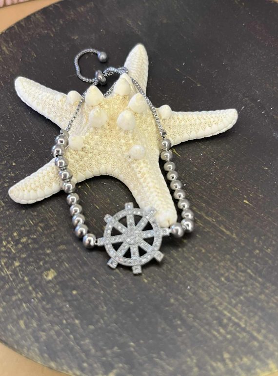 ✨ UShine.gr: Ατσάλινο βραχιόλι με τιμόνι διακοσμημένο με λαμπερές πέτρες No 1213