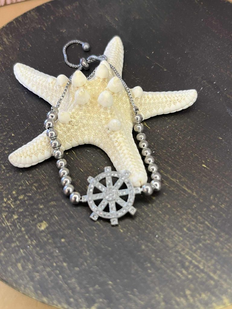 ✨ UShine.gr: Ατσάλινο βραχιόλι με τιμόνι διακοσμημένο με λαμπερές πέτρες No 1213