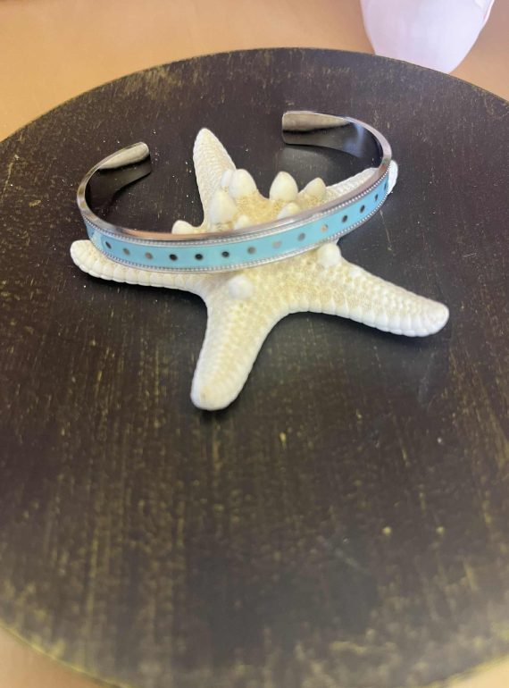 ✨ UShine.gr: Ατσάλινο βραχιόλι με τιρκουάζ λεπτομέρεια No 1218