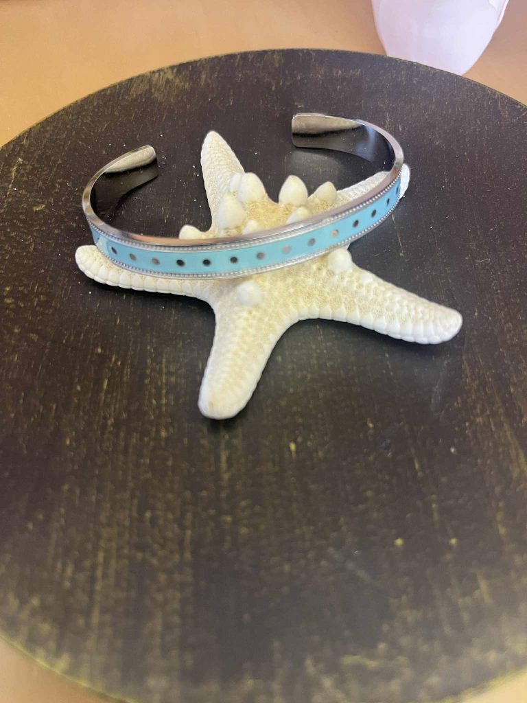 ✨ UShine.gr: Ατσάλινο βραχιόλι με τιρκουάζ λεπτομέρεια No 1218