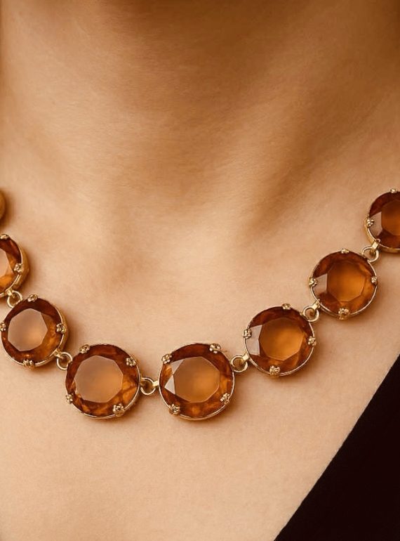 ✨ UShine.gr: Statement κολιέ με πορτοκαλί κρυστάλλους No 1200