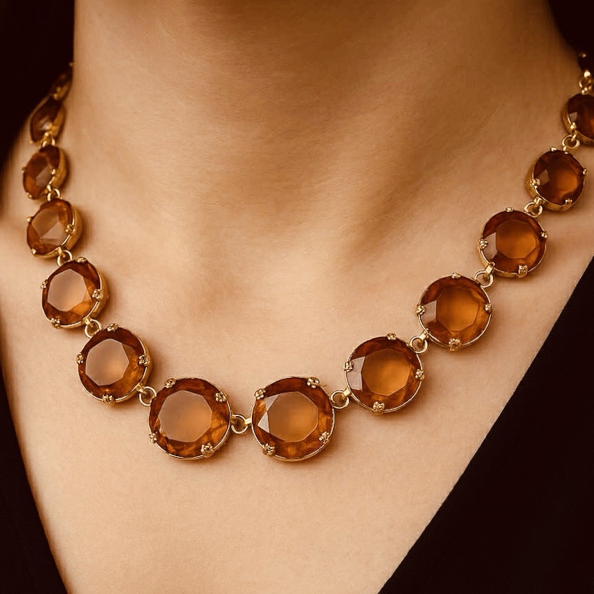 ✨ UShine.gr: Statement κολιέ με πορτοκαλί κρυστάλλους No 1200