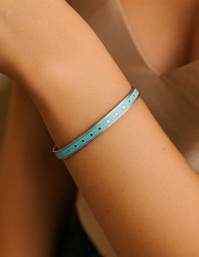 ✨ UShine.gr: Ατσάλινο βραχιόλι με τιρκουάζ λεπτομέρεια No 1218