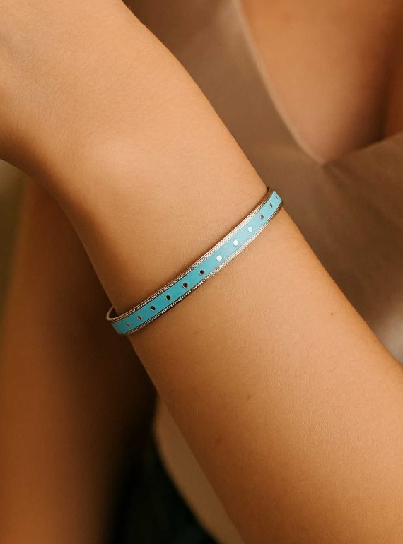 ✨ UShine.gr: Ατσάλινο βραχιόλι με τιρκουάζ λεπτομέρεια No 1218