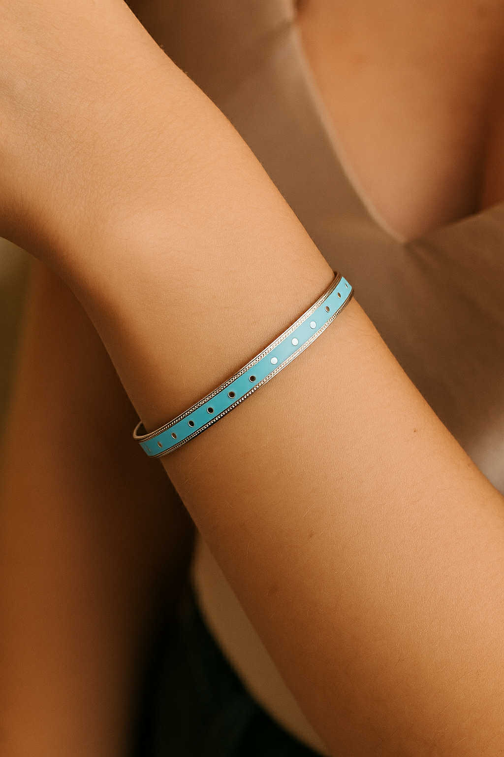 ✨ UShine.gr: Ατσάλινο βραχιόλι με τιρκουάζ λεπτομέρεια No 1218