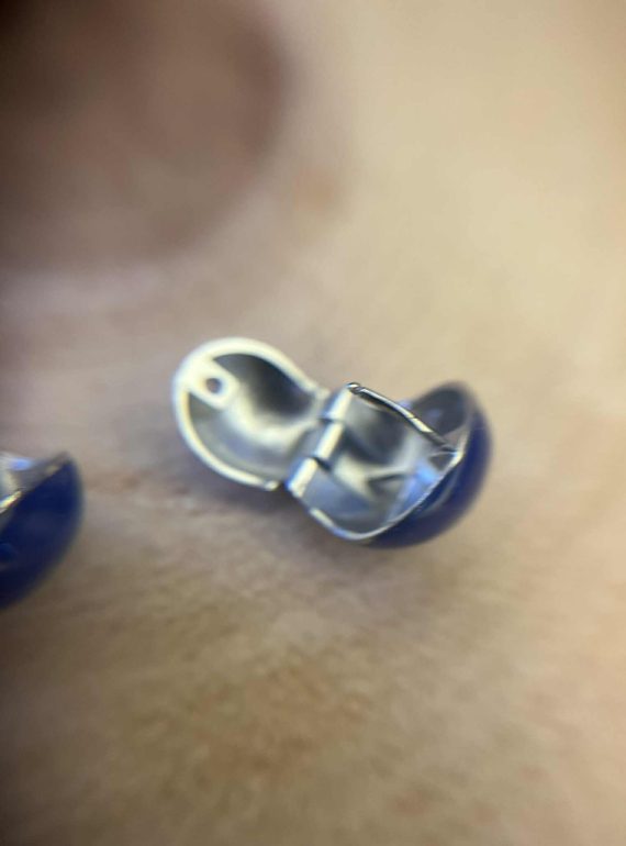 ✨ UShine.gr: Ατσάλινα σκουλαρίκια με μπλε καμπουσόν No 1210