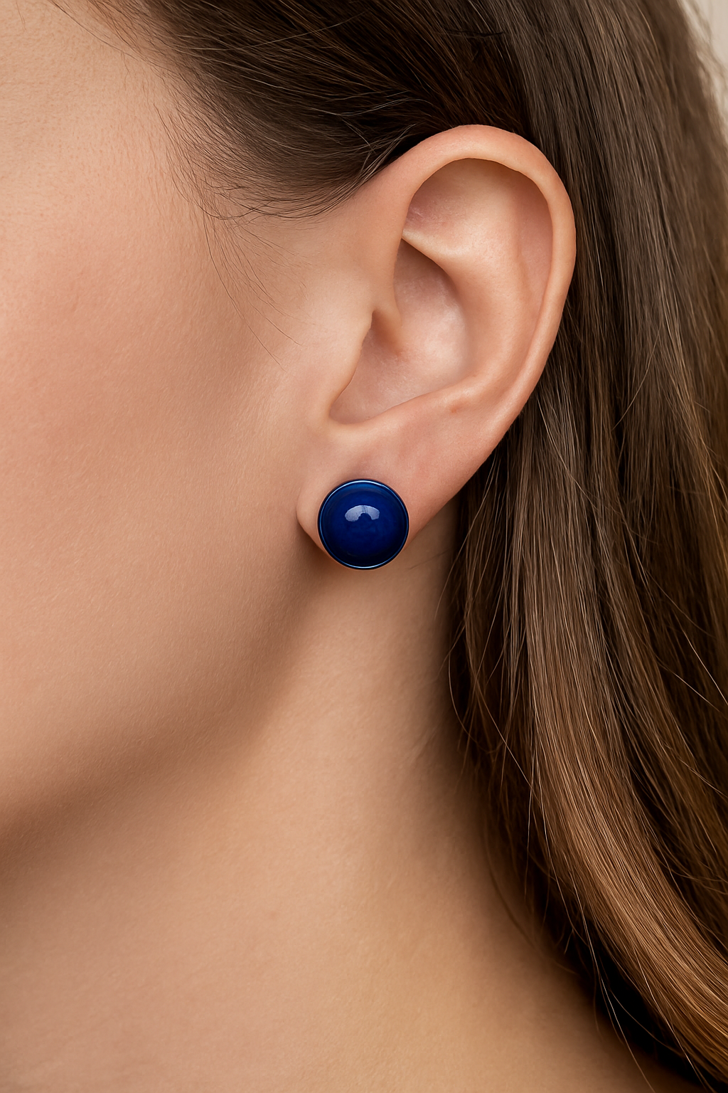 ✨ UShine.gr: Ατσάλινα σκουλαρίκια με μπλε καμπουσόν No 1210