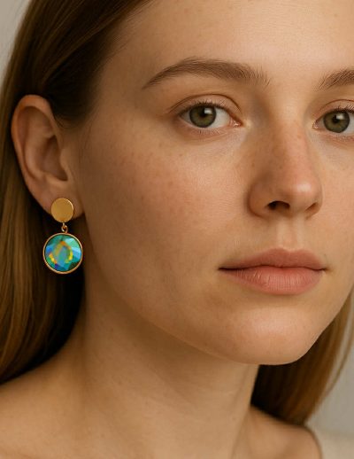 ✨ UShine.gr: Ατσάλινα σκουλαρίκια με ιριδίζον κρύσταλλο No 1207