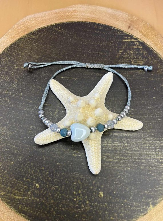 ✨ UShine.gr: Βραχιόλι με καρδιά σε αποχρώσεις του γαλάζιου No 1215