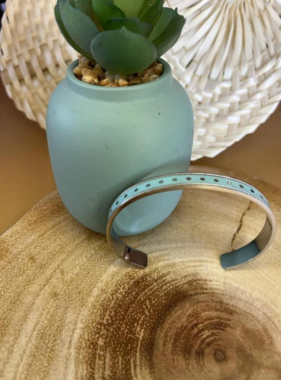 ✨ UShine.gr: Ατσάλινο βραχιόλι με τιρκουάζ λεπτομέρεια No 1218