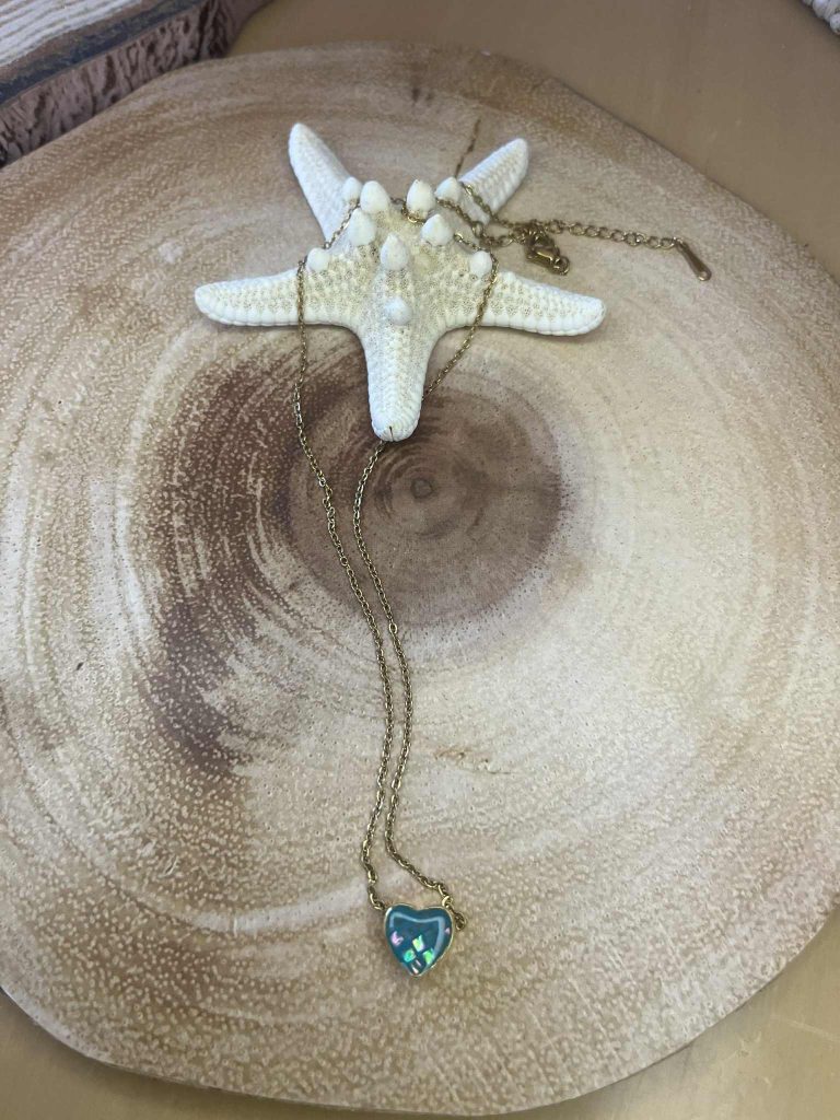 ✨ UShine.gr: Ατσάλινο κολιέ με μπλε καρδιά No 1212