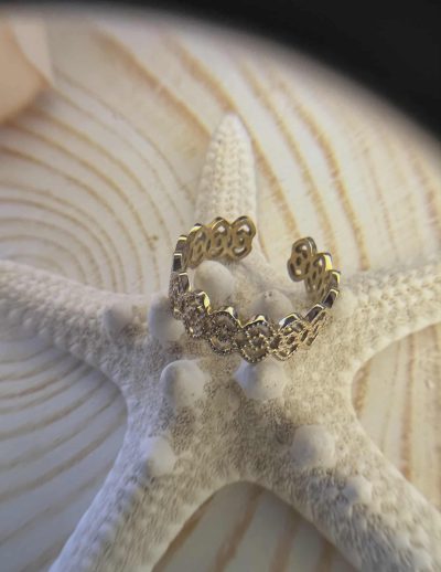 ✨ UShine.gr: Ατσάλινο δαχτυλίδι σε χρυσό χρώμα με δαντελωτό σχέδιο No 1224