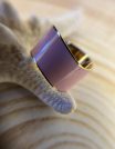 ✨ UShine.gr: Ατσάλινο δαχτυλίδι cuff με ροζ και χρυσές λεπτομέρειες No 1222