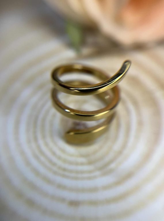 ✨ UShine.gr: Ατσάλινο δαχτυλίδι σε χρυσό χρώμα με σπειροειδές σχέδιο No 1225