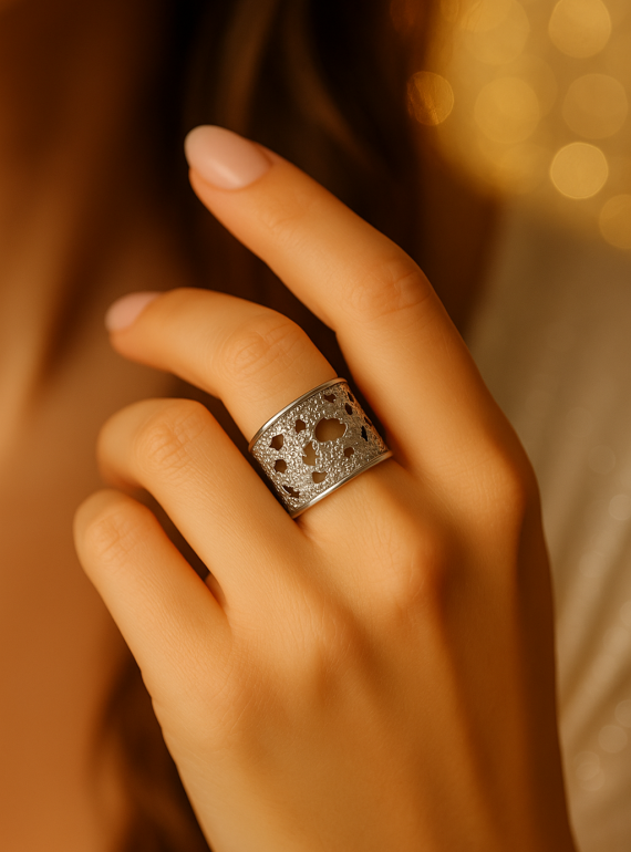 ✨ UShine.gr: Ατσάλινο δαχτυλίδι Coral Lace No 1230