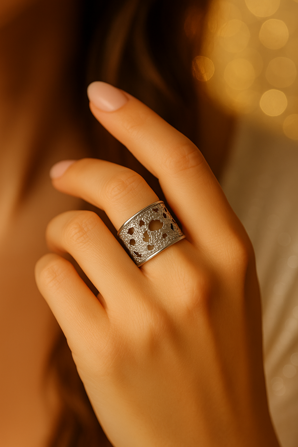 ✨ UShine.gr: Ατσάλινο δαχτυλίδι Coral Lace No 1230