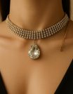 ✨ UShine.gr: Χειροποίητο εντυπωσιακό choker με μεγάλο δάκρυ clear crystal  No 1233