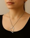 ✨ UShine.gr: Ατσάλινο μακρύ κολιέ με μεγάλη ασύμμετρη καρδιά No 1233