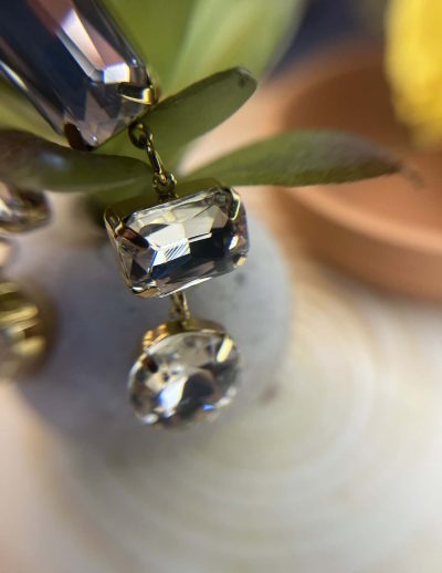 ✨ UShine.gr: Χειροποίητα κυματιστά κρεμαστά σκουλαρίκια με διάφανα κρύσταλλα No 1238