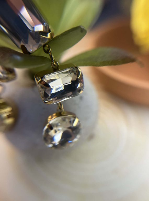 ✨ UShine.gr: Χειροποίητα κυματιστά κρεμαστά σκουλαρίκια με διάφανα κρύσταλλα No 1238