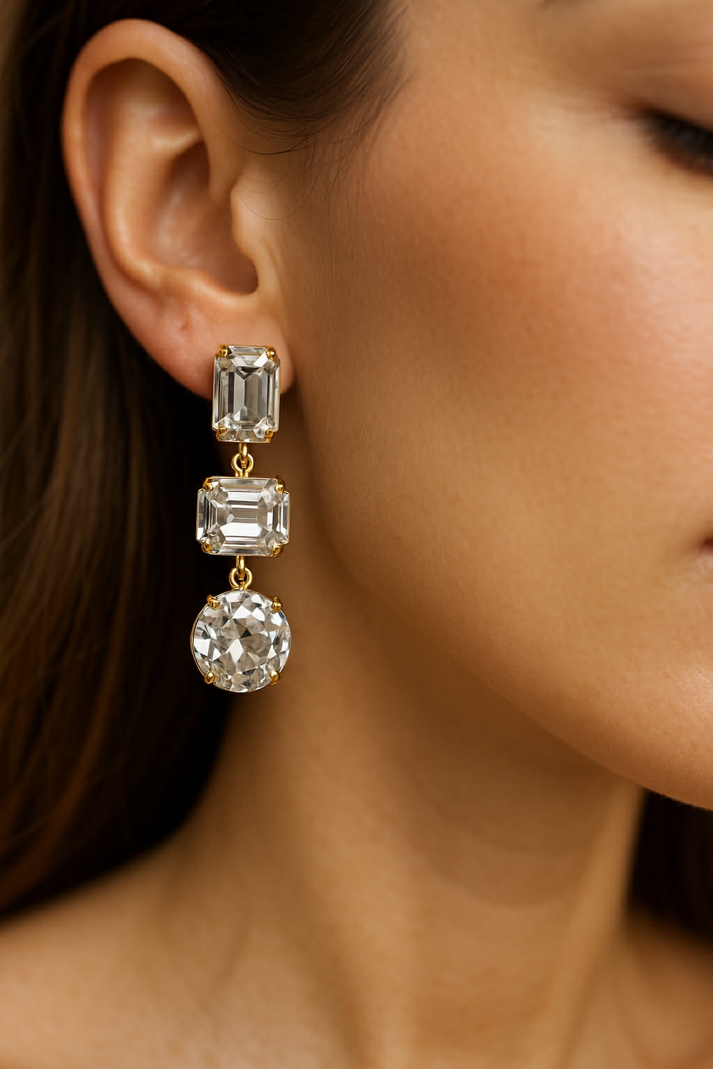 ✨ UShine.gr: Χειροποίητα κυματιστά κρεμαστά σκουλαρίκια με διάφανα κρύσταλλα No 1238