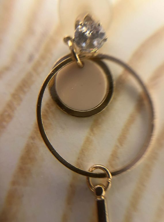 ✨ UShine.gr: Ατσάλινα σκουλαρίκια με nude κυκλικό μοτίβο και χρυσό γεωμετρικό design No 1240