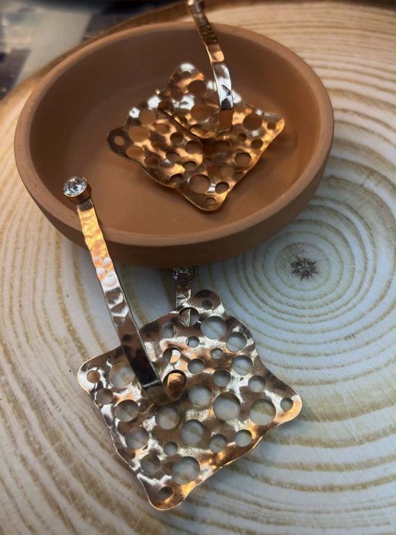 ✨ UShine.gr: Χειροποίητα σκουλαρίκια PinkGold με διάτρητο σφυρήλατο σχέδιο No 1241