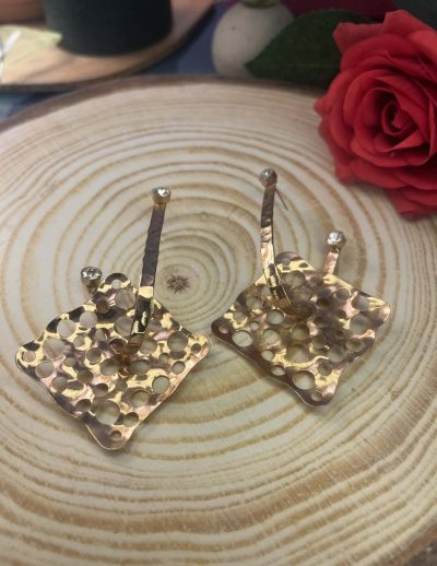 ✨ UShine.gr: Χειροποίητα σκουλαρίκια PinkGold με διάτρητο σφυρήλατο σχέδιο No 1241