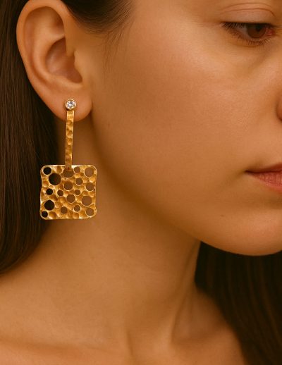 ✨ UShine.gr: Χειροποίητα σκουλαρίκια PinkGold με διάτρητο σφυρήλατο σχέδιο No 1241